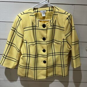 Kim Rogers Yellow and Black Plaid Blazer